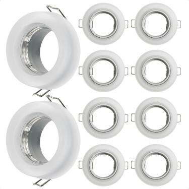 Imagem de Kit 10 Spot Taschibra Redondo Embutir Vidro Jateado SP23 Mr16 Bivolt