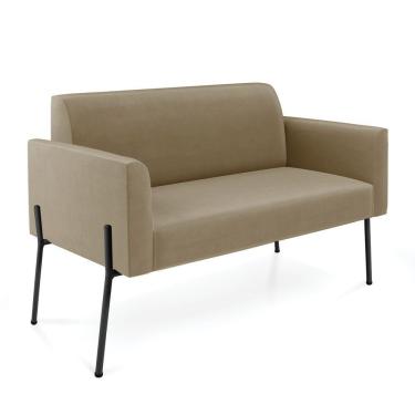 Imagem de Sofá Namoradeira 2 Lugares Pé De Ferro Preto Marisa Suede D03 - D'rossi Cor Marrom Rato