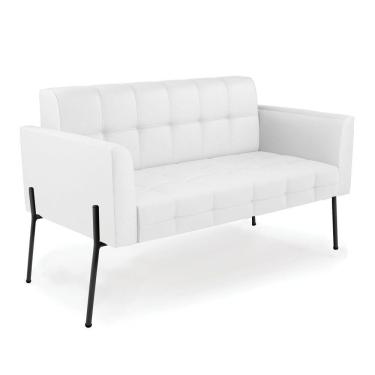 Imagem de Sofá Namoradeira 2 Lugares Base Pé De Ferro Preto Elisa Corino Branco D03 - D'rossi