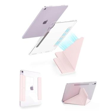 Imagem de Feams Capa Y Fold para iPad mini 7 A17 Pro 2024/iPad Mini 6 2021 de 8,3 polegadas, suporte em forma de Y, capa frontal magnética destacável com fecho magnético e hibernação automática, rosa claro