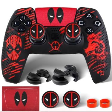 Imagem de PlayRealm Silicone Skin Cover Sticker x 1 & Extender Grips x 2 for PS5 Controller Deapool