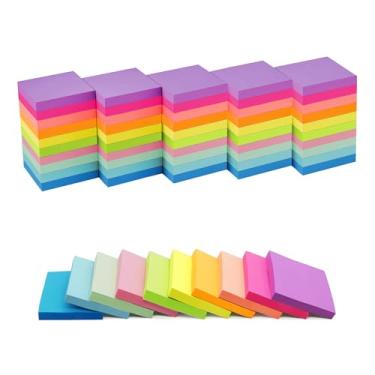 Imagem de (54 blocos) Mini notas adesivas 3,8 x 5 cm, bloco de notas adesivas pequenas brilhantes com 10 cores, pino adesivo forte, almofadas autoadesivas pequenas, remoção limpa, adequado para escola, casa