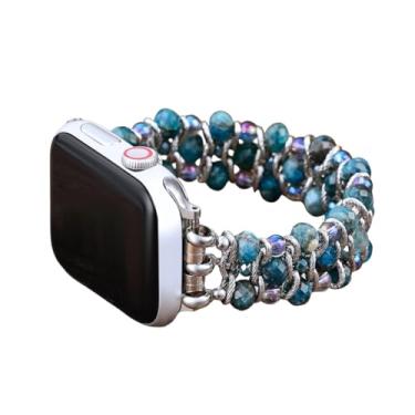 Imagem de Cape Diablo Pulseira feminina compatível com Apple Watch - pulseira trançada feita à mão - 49 mm, 46 mm, 45 mm, 44 mm, 42 mm, 41 mm, 40 mm, 38 mm, Apatite Azure, Small - Fits 5.75-6.25 inch wrists