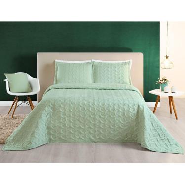 Imagem de Cobre Leito Desirée King Bordado 200 Fios 3 Peças Verde