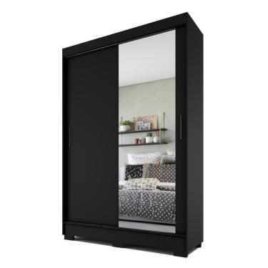 Imagem de Guarda Roupas Com Espelho 2 Portas De Correr 2 Gavetas Preto
