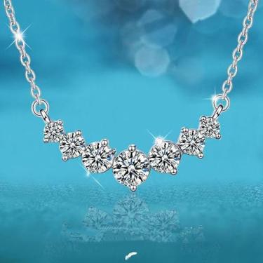 Imagem de Colar de diamante de prata para mulheres, pingente delicado de zircônia cúbica, presentes para aniversário, casamento e aniversário
