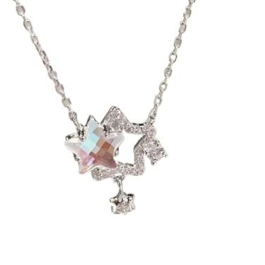 Imagem de Corrente clavicular pentagrama liga de zinco colar linda mulher casamento gêmeos, Large, Liga de aço, Sem Pedra Preciosa