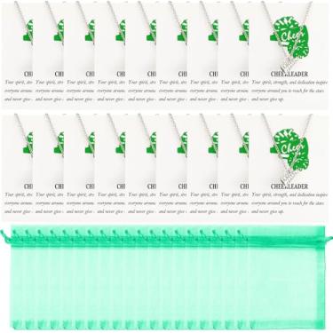 Imagem de Tondiamo 24 unidades de colar de líder de torcida presentes em massa para líderes de torcida megafone de líderes de torcida, cartão motivacional, Chain: 17.7 inches, Metal, Sem Pedra Preciosa