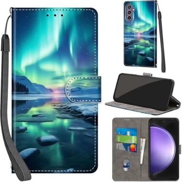 Imagem de Salanheo Capa carteira para Samsung Galaxy S23 FE 5G, com [3 compartimentos para cartões], fecho magnético com suporte, couro PU, capa flip protetora à prova de choque de 6,4 polegadas, Aurora