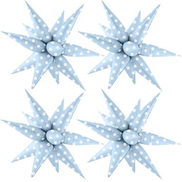 Imagem de Balões de bolinhas retrô azuis claros Oh balões de menino explosão estrela de revelação de gênero balão para chá de bebê inverno país das maravilhas festa tema congelado decoração de festa