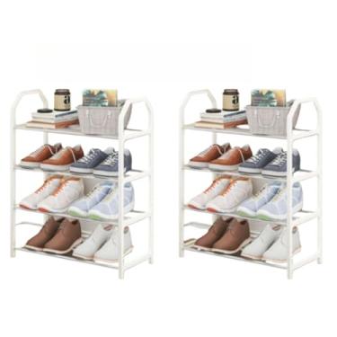Imagem de Sapateira 4 Andares Desmontável p/ 8 Pares, Organizador p/Tênis, Hall de Entrada e Quarto(2 unidades-Branco,4 andares)