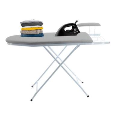 Imagem de Mesa de Passar Roupa Reforçada Dobrável em Aço com Porta Ferro e Passa