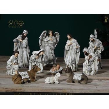 Imagem de Presépio De Natal Completo 11 Peças 30 Cm Resina Importada - Sacro