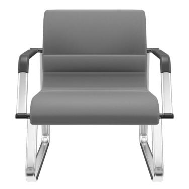 Imagem de Cadeira De Escritório Recepção Com Braço Fixa Cromada Lev P03 Vinil Cinza - Lyam Decor