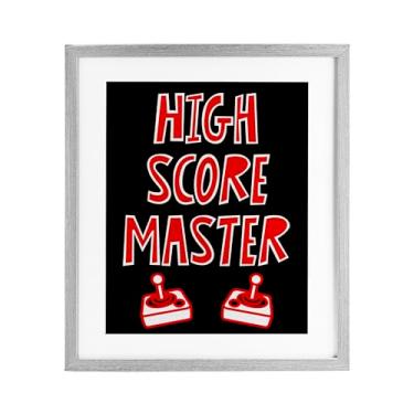 Imagem de Stupell Industries Impressão emoldurada cinza High Score Master Gamer sob vidro, design de Marcus Prime, 21 x 17