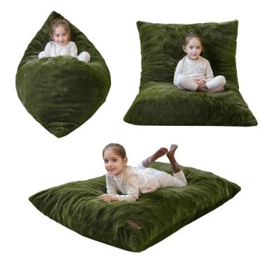 Imagem de MAXYOYO Bean Bag Cadeira Cama para Meninos e Meninas, Colchão de Pele, Sofá-Cama para Crianças, Enchimento de Espuma de Alta Densidade, Verde