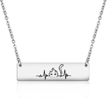 Imagem de Lywjyb Birdgot Colar de filme de anime, batimento cardíaco, gato, presente de filme K-pop, anime coreano, mercadoria pop, Small, Aço inoxidável, Sem Pedra Preciosa