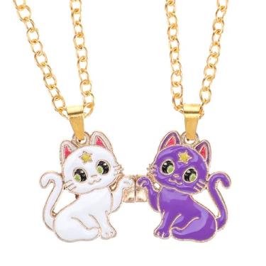 Imagem de ElevateTech Colar Best Friend para 2 pingentes de gato doce da amizade colares combinando BFF presente de aniversário para mulheres Bestie