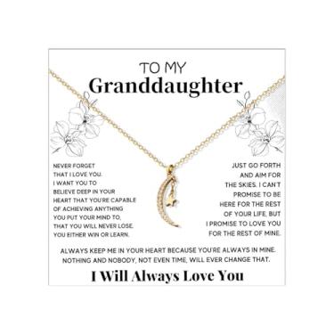 Imagem de Embtrem Presentes de neta da avó colar de lua dourada com pingente de estrela para mulheres, joias de aniversário, presentes para neta, Aço inoxidável, Sem Pedra Preciosa