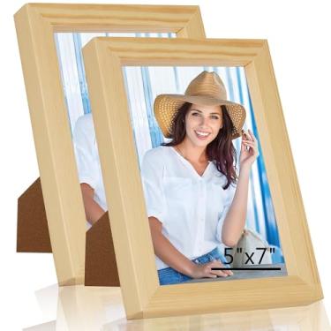 Imagem de WTAQR Porta-retrato 12 x 18 cm para pendurar na parede ou na mesa, montagem horizontal ou vertical, moldura com acrílico HD para fotos, pôsteres e impressões artísticas, natural, moldura, pacote com 2