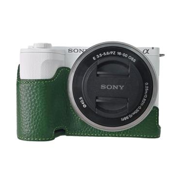 Imagem de MUZIRI KINOKOO Capa para câmera Sony ZV-E10 II - Capa protetora de couro genuíno estilo retrô para câmera Sony Alpha ZVE10 II/ZV-E10 II - com abertura inferior e design de mão - verde