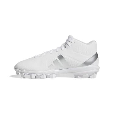 Imagem de adidas Originals Tênis de futebol americano masculino Adizero Impact.2 moldado, Branco/Prata Metálico/Branco, 40