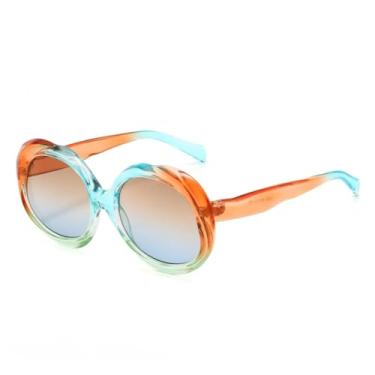 Imagem de Óculos de sol redondos punk femininos, retrô, masculino, tendência, armação degradê, uv400 (laranja)