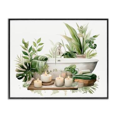 Imagem de Stupell Industries Arte giclée emoldurada cinza para banheira Zen tropical, design por Lettered and Lined, 61 x 76 cm