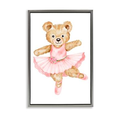Imagem de Stupell Industries Arte de parede em tela flutuante marrom com urso de pelúcia bailarina, design de Amy Hall, 63 x 43 cm