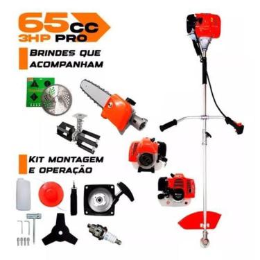 Imagem de Roçadeira Á Gasolina 65Cc 3Hp Enxada + Motopoda + Disco 80D