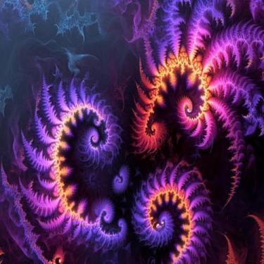 Imagem de Quadro Decorativo Neon com Estampa Fractal Patterns em Arte Digital e Iluminação Vibrante 30x30cm