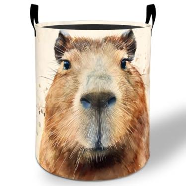 Imagem de Capybara Cesto de roupa suja 50 x 40 cm, balde de armazenamento de roupas Oxford dobrável de animais à prova d'água para quarto, banheiro, quarto de bebê, organizador de brinquedos, presentes para