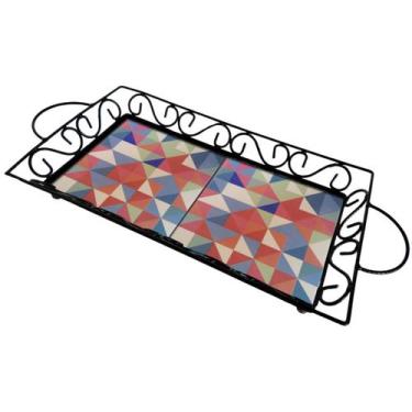 Imagem de Bandeja Café da Manhã Ferro com 2 azulejos - Estilo Rústico