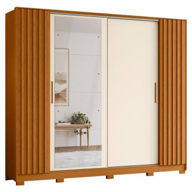 Imagem de Guarda Roupa Casal 4 Portas 4 Espelhos Jacarandá Flex Cinamomo-off White - Albatroz