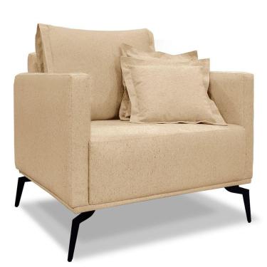 Imagem de Poltrona De Estar Sirius Linho Pés Metálicos Dourado