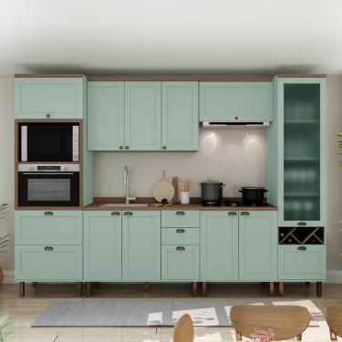 Imagem de Armário De Cozinha Comp Genialflex Iluminata Ayla Verde Mint