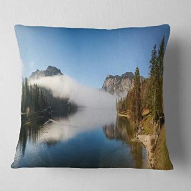Imagem de Designart Bohinj Lake Panorama' Seashore Throw Living Room, Sofá, Almofada de Alta Qualidade + Capa de Almofada Impressa em ambos os lados 66 cm x 66 cm