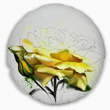 Imagem de Ilustração de rosa amarela Designart floral aquarela sala de estar, sofá, almofada de alta qualidade + capa de almofada impressa em ambos os lados 50 cm