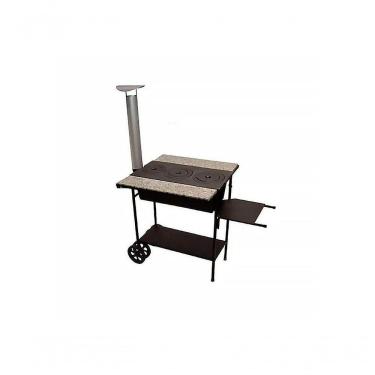 Imagem de Fogão A Lenha De Ferro Fundido Chaminé, Pedra E Carrinho