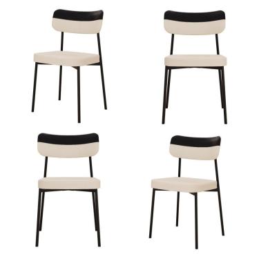 Imagem de Cadeira Mynna Fixa C/4 Pes 525 X 470 X 790 Mm C/4 Un. Crt.areia/courino Preto Crt Areia/courino Preto