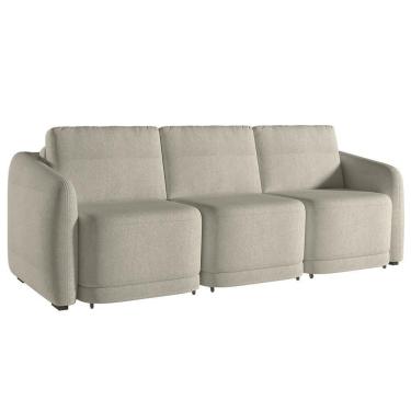 Imagem de Sofá Cama Casal Para Sala 276cm Polska K04 Bouclê Bege - Mpozenato