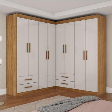 Imagem de Closet Casal Duplo Lu 8 Portas 4 Gavetas Cinamomo Com Off White