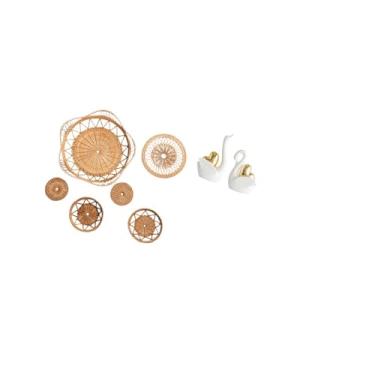 Imagem de Fenteer Arte de Parede em Rattan Trançado E Estatuetas de Cisne, Enfeites de Mesa para Sala de Chá, Corredor, Quarto, Café, Estante, Decoração de Ent