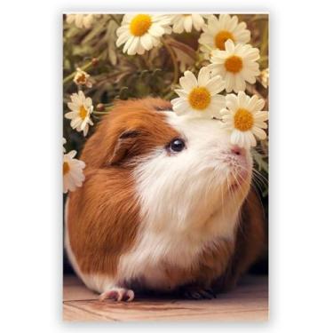 Imagem de Impressões e pôsteres de arte de parede com flores de porquinhos-da-índia - Pintura em tela moderna com cores vibrantes, arte de paisagem abstrata da natureza para sala de estar, quarto, decoração de