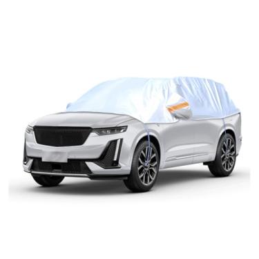 Imagem de UHANBUT Capa de meio carro para SUV, capas de para-brisa automotivas à prova d'água, à prova de poeira e neve, proteção solar automática para todos os climas com alças refletivas, capa de teto solar