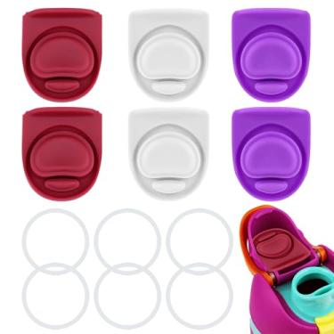Imagem de 6 conjuntos de anéis de vedação e tampa de substituição para Owala FreeSip 680.4 g 947.2 g, tampa de vedação de vedação de vedação para Owala 16/19/24/32/1,134 g tampa de boca de vedação inserção de