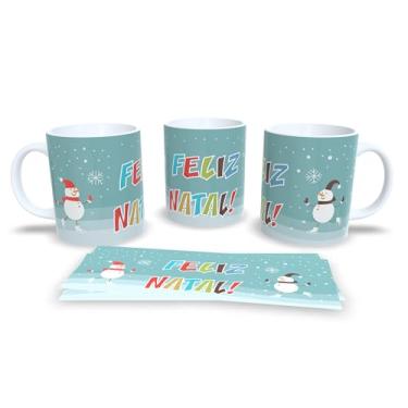 Imagem de Caneca Natalina de Cerâmica, Verde Água com Bonecos de Neve, 325ml, Design Decorativo Feliz Natal, Resistente a Microondas, Ideal para Casa e Escritório (1)