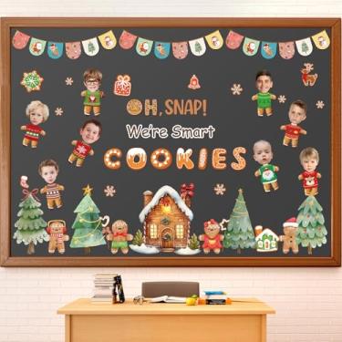 Imagem de Mooliwe Quadro de avisos de Natal de gengibre para sala de aula, árvore de Natal, pão de gengibre, casa de homem, faça você mesmo, quadro de avisos com ponto de cola, adesivo autoadesivo para