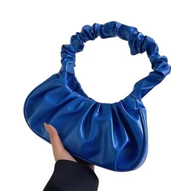 Imagem de Bolsa Nuvem Moda Sólida e com Grande Capacidade design pregueado prático, perfeito para feminino que ama estilo e funcionalidade(azul claro)