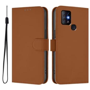 Imagem de Capa de telefone para Infinix Hot 10 com suporte para cartão de crédito Flip Book capa de telefone de couro PU para Infinix Hot 10 com alça de suporte à prova de choque compatível com Infinix Hot 10